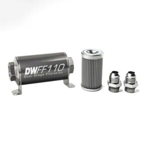 DeatschWerks (Stainless Steel 10AN 100 Micron Universal Inline Fuel Filter Housing Kit) (110mm)  8-03-110-100K-10