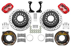 Wilwood Forged Dynalite Rear Brake Kits for GM G-Body Differentials- Red Powder Coat Caliper - SRP Drilled & Slotted Rotor (140-17121-DR)