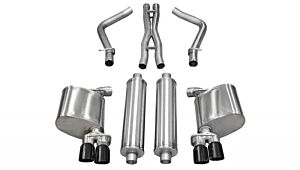 CORSA Performance 2.5" Catback Exhaust Dual Rear Exit with Single 3.5" Black PVD Pro-Series Tips Chrysler 300 | Dodge Charger/Magnum R/T No Hitch (2005-2010)