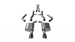  CORSA Performance 2.75" Catback Exhaust Dual Rear Exit with Single 4.0" Polished Pro-Series Tips Chrysler 300 | Dodge Charger/Magnum SRT-8 No Hitch (2005-2010)