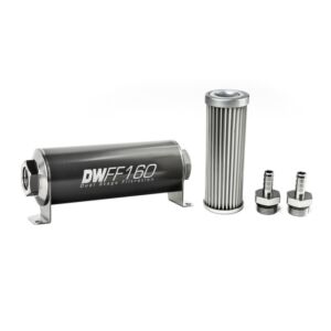 DeatschWerks (Stainless Steel 3/8in 5 Micron Universal Inline Fuel Filter Housing Kit) (160mm) 8-03-160-005K-38