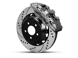 Wilwood AERO6 Front Big Brake Kit with 14-Inch Drilled and Slotted Rotors; Nickel Plated Calipers (15-22 Mustang)