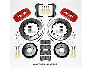 Wilwood AERO6 Front Big Brake Kit with Slotted Rotors; Red Calipers (12-15 Challenger R/T, Rallye Redline, SXT)