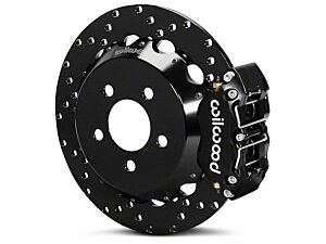 Wilwood DynaPro 4R Drag Race Rear Big Brake Kit with Drilled Rotors; Anodized Gray Calipers (15-22 Mustang)