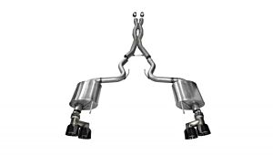 Corsa Performance 3.0" Catback Exhaust Dual Rear Exit with Twin 4.0" Black PVD Pro-Series Tips Ford Mustang GT Fastback (2015-2022)