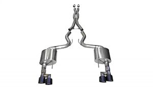 Corsa Performance 3.0" Catback Exhaust Dual Rear Exit with Twin 4.0" Black PVD Pro-Series Tips Ford Mustang GT Fastback - No Valves (2018-2022)