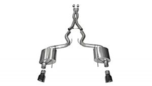 Corsa Performance 3.0" Catback Exhaust Dual Rear Exit with Single 4.5" Black PVD Pro-Series Tips Ford Mustang GT Fastback (2015-2022)