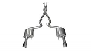 Corsa Performance 3.0" Catback Exhaust Dual Rear Exit with Single 4.0" Polished Pro-Series Tips Ford Mustang GT Fastback (2015-2022)