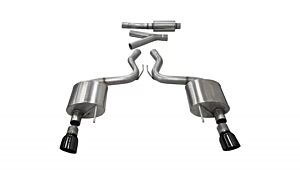CORSA Performance 3.0" Catback Exhaust Dual Rear Exit with Single 4.5" Black PVD Pro-Series Tips Ford Mustang EcoBoost Fastback (2015-2022)