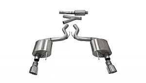 CORSA Performance 3.0" Catback Exhaust Dual Rear Exit with Single 4.5" Polished Pro-Series Tips Ford Mustang EcoBoost Fastback (2015-2022)