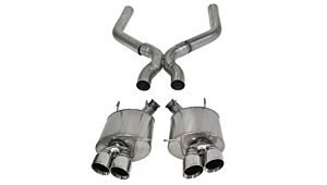 CORSA Performance 3.0" Axleback Exhaust + X-Pipe Dual Rear Exit with Twin 4.0" Polished Pro-Series Tips Ford Mustang Shelby GT500 (2013-2014)