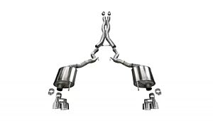 Corsa Performance 3.0" Catback Exhaust Dual Rear Exit with Twin 4.0" Polished Pro-Series Tips Ford Mustang GT Convertible - No Valves (2018-2022)
