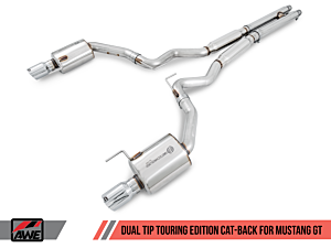 AWE Touring Edition Cat-back Exhaust - Dual Chrome Silver Tips (Mustang GT 15-17) 