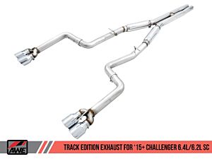 AWE Track Edition Exhaust - Diamond Black Quad Tips (15+ Challenger 6.4 / 6.2 SC) 