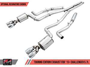 AWE Touring Edition Exhaust - Non-Resonated/Diamond Black Quad Tips (Challenger 5.7 15+ ) 