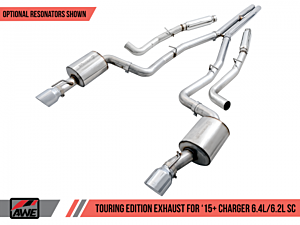 AWE Touring Edition Exhaust - Non-Resonated/Chrome Silver Quad Tips (15+ Challenger 6.4 / 6.2 SC) 