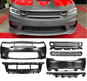 iKon Motorsports Unpainted Front Rear Bumper Kits (15-23 Charger Widebody SRT)