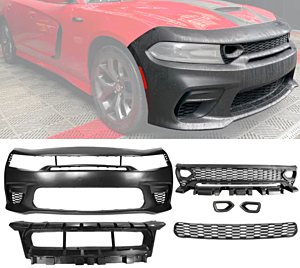 iKon Motorsports Black Front Bumper W/ LED Kits PP (15-23 Charger Widebody SRT)