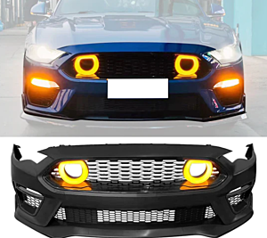 iKon Motorsports Front Bumper Cover LED Grille (18-23 Mustang2021 Mach-1)