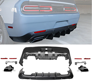 iKon Motorsports Rear Bumper + V2 Diffuser (08-14 Dodge Challenger 2015+ SRT Hellcat)