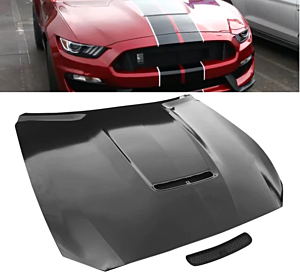 Ikon Motorsports Style Unpainted Aluminum Front Hood (15-17 Ford Mustang GT350)