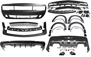 Ikon Motorsports Front+Rear Bumper Cover+Fender Flares+V1 Diffuser (08-14 Challenger) (CB-A012808)