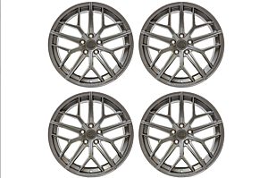 Steeda Trident Gloss Titanium Staggered Street Wheel Package 19x10/11 (Mustang 05-22)