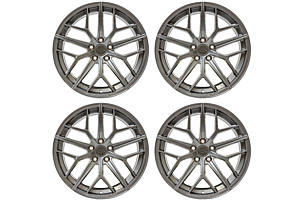 Steeda Trident Gloss Titanium Staggered Wheel Package 20x10/11 (Mustang 05-22)